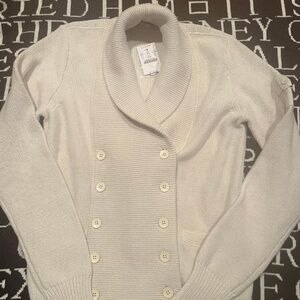 J.Crew Brand New NWT Womans Cotton Dbl Brst Sweater Off Wht sz Sm